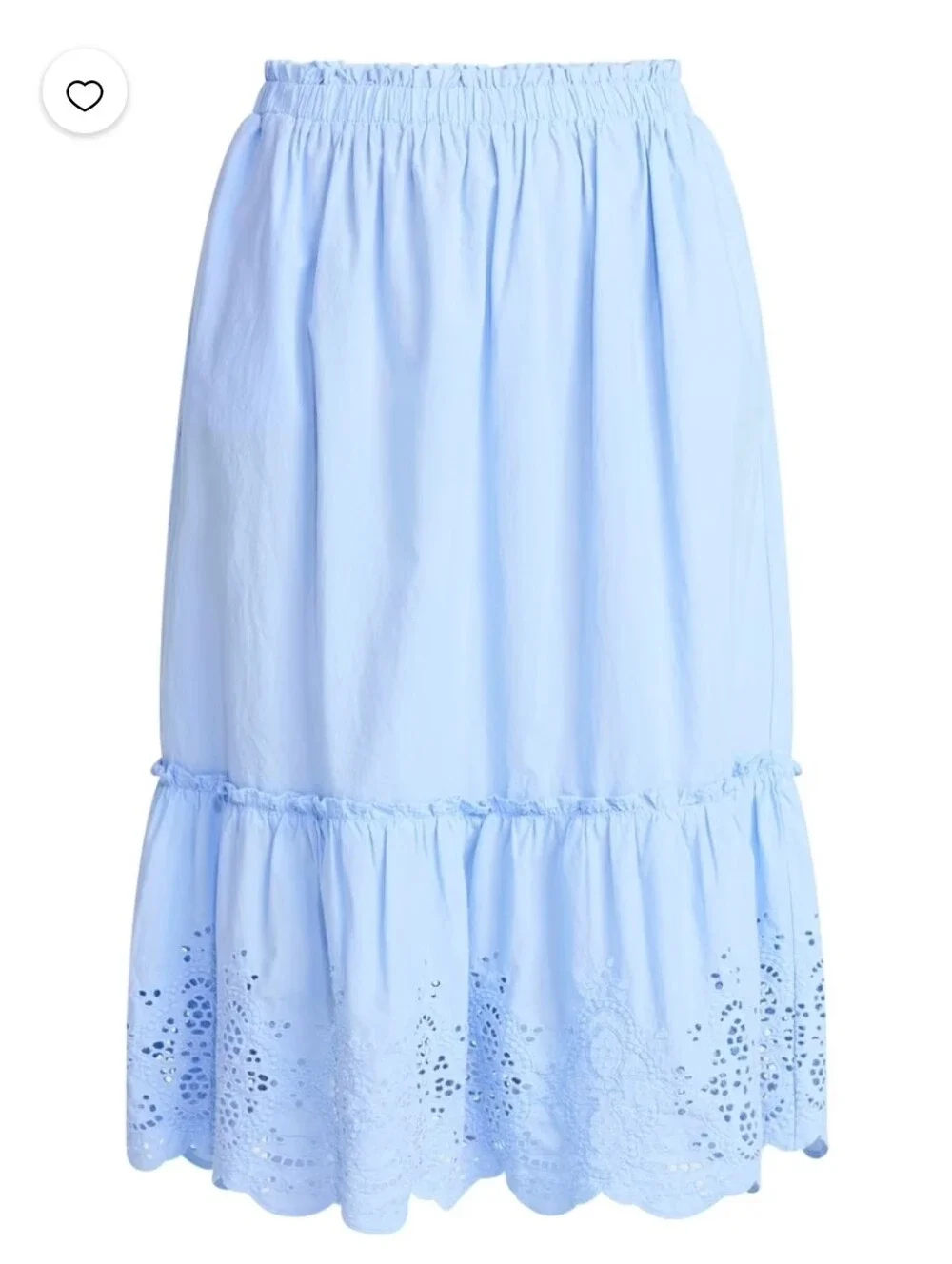 Cottagecore Eyelet Periwinkle Midi Cotton Skirt